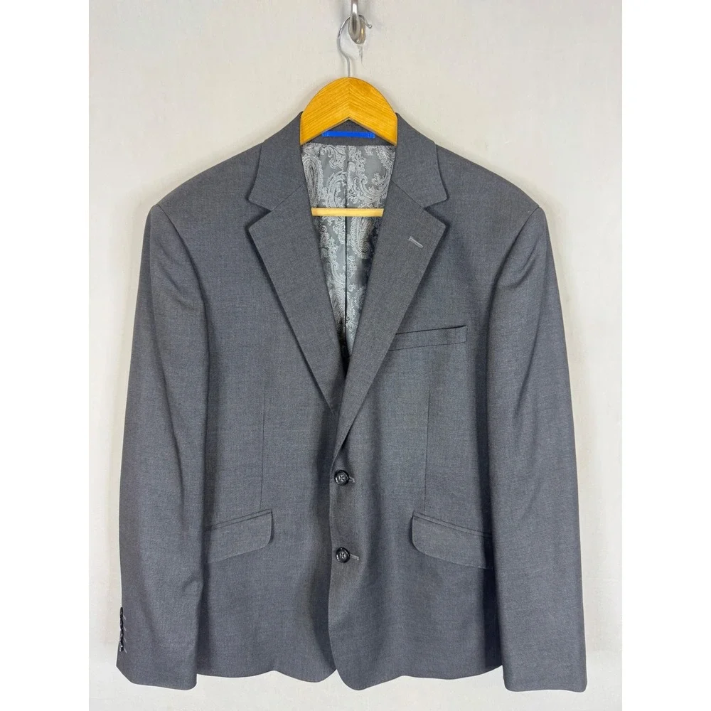 Sondergaard Copenhagen Mens Slim Fit Blazer Charcoal Gray Paisley Lining 42S